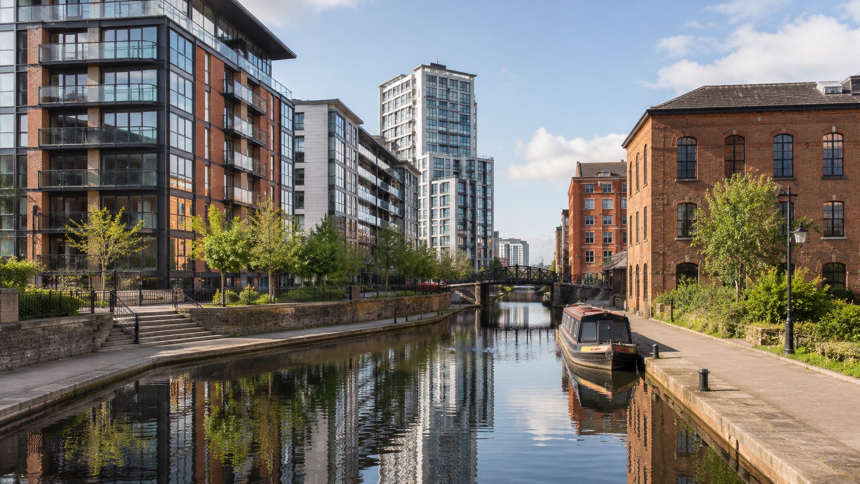 Modern apartments and warehouse conversions in central Manchester