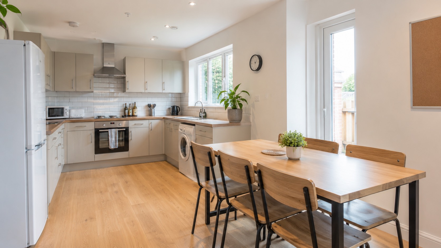 Communal kitchen in a well-kept UK shared house